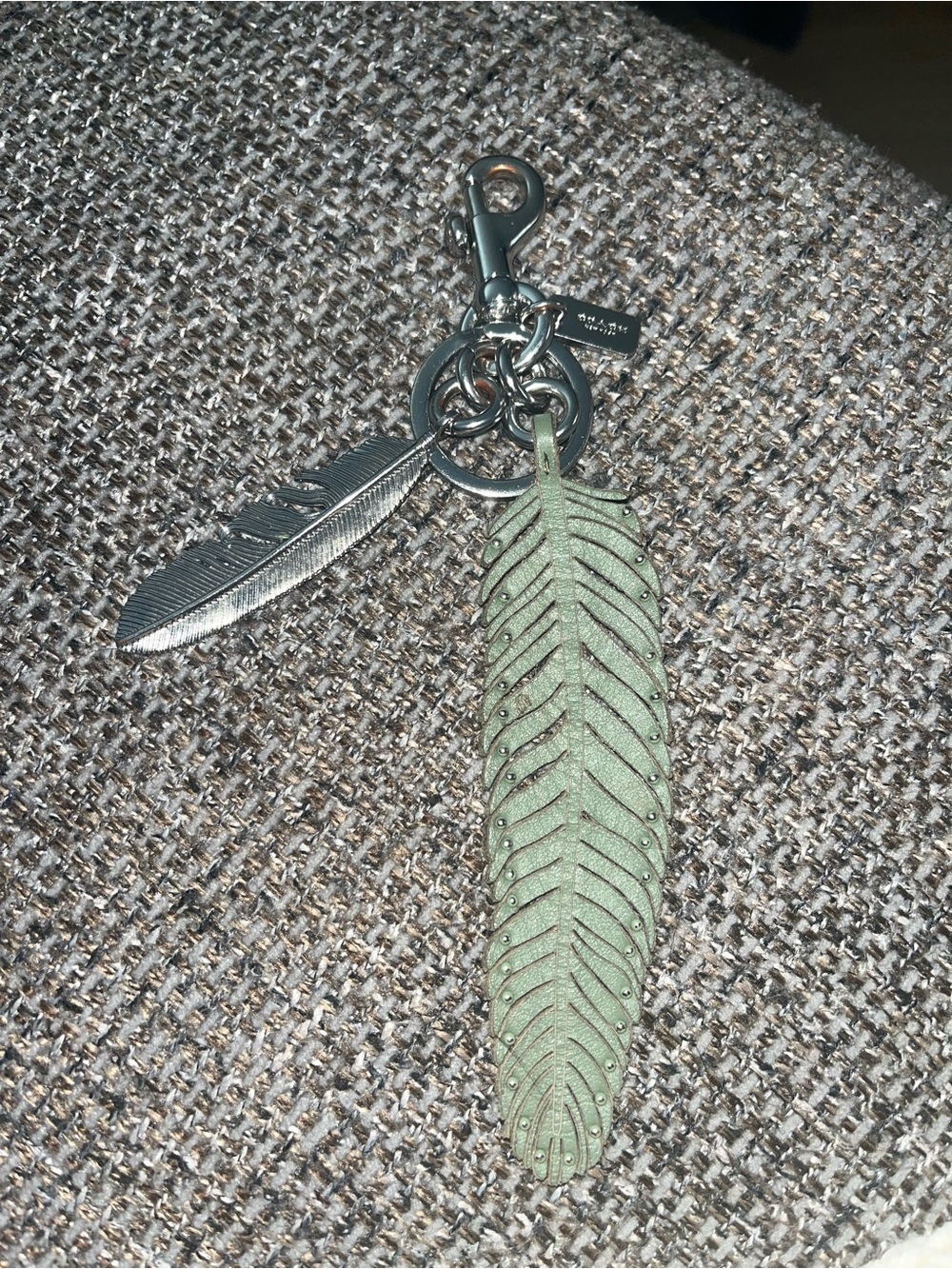 Coach Leather Studded Feather Purse Charm
